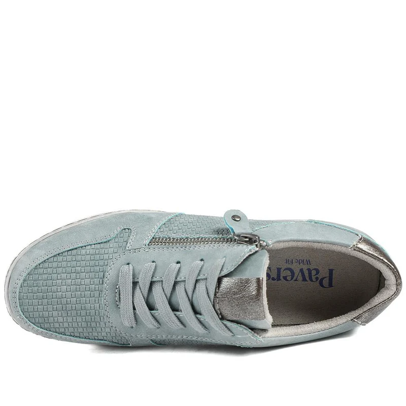Wide Fit Casual Zip & Lace Trainers - WBINS43088 / 329 285 - Denim