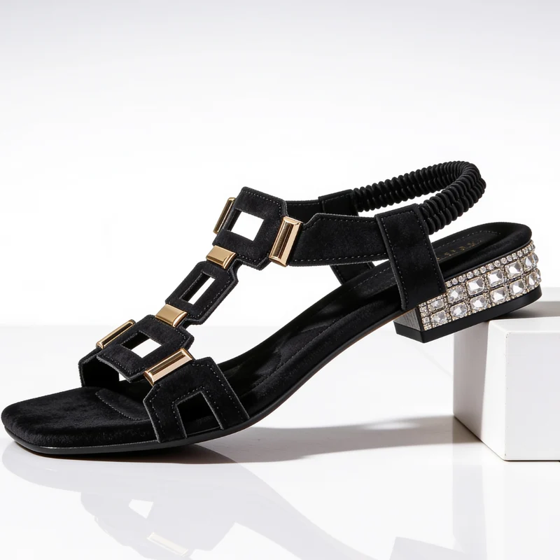 Oddess | Sandalen mit funkelndem Kristallabsatz