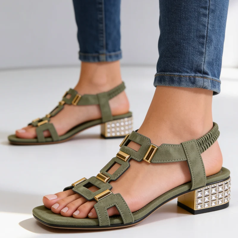 Oddess | Sandalen mit funkelndem Kristallabsatz