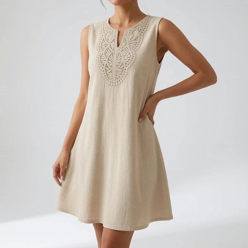 Greteph | Elegantes Midikleid mit besticktem Dekolleté