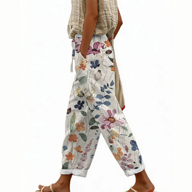Vianee | Atmungsaktive Freizeit-Hose mit Blumenmotiv