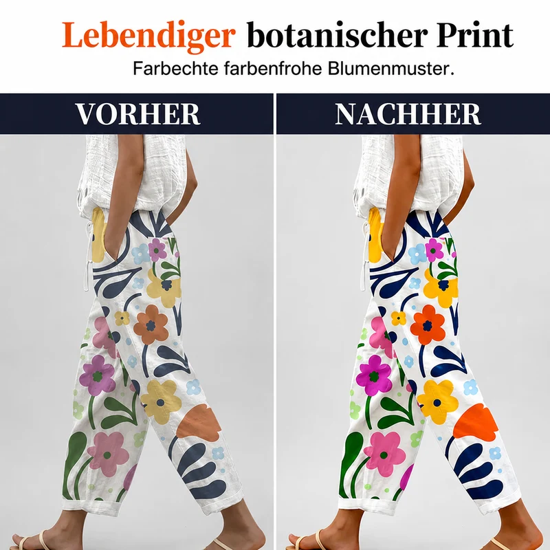 Vianee | Atmungsaktive Freizeit-Hose mit Blumenmotiv
