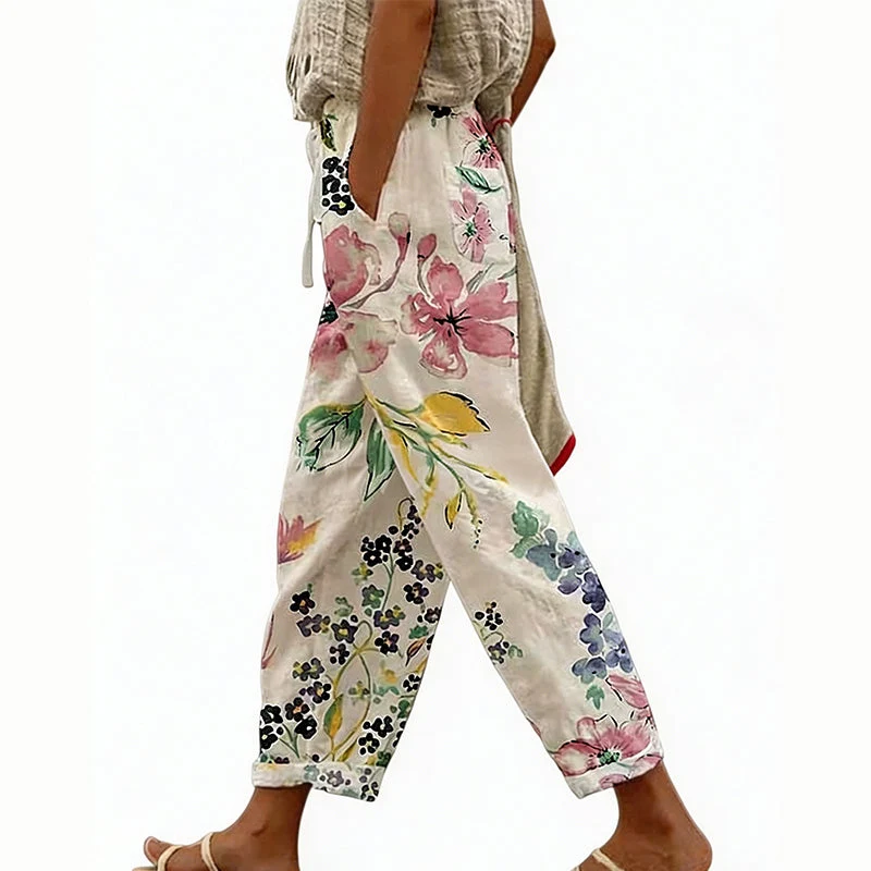 Vianee | Atmungsaktive Freizeit-Hose mit Blumenmotiv