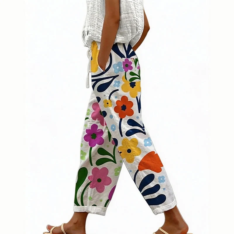Vianee | Atmungsaktive Freizeit-Hose mit Blumenmotiv