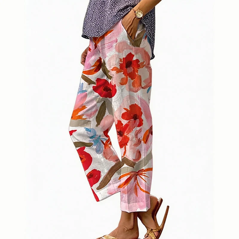 Vianee | Atmungsaktive Freizeit-Hose mit Blumenmotiv