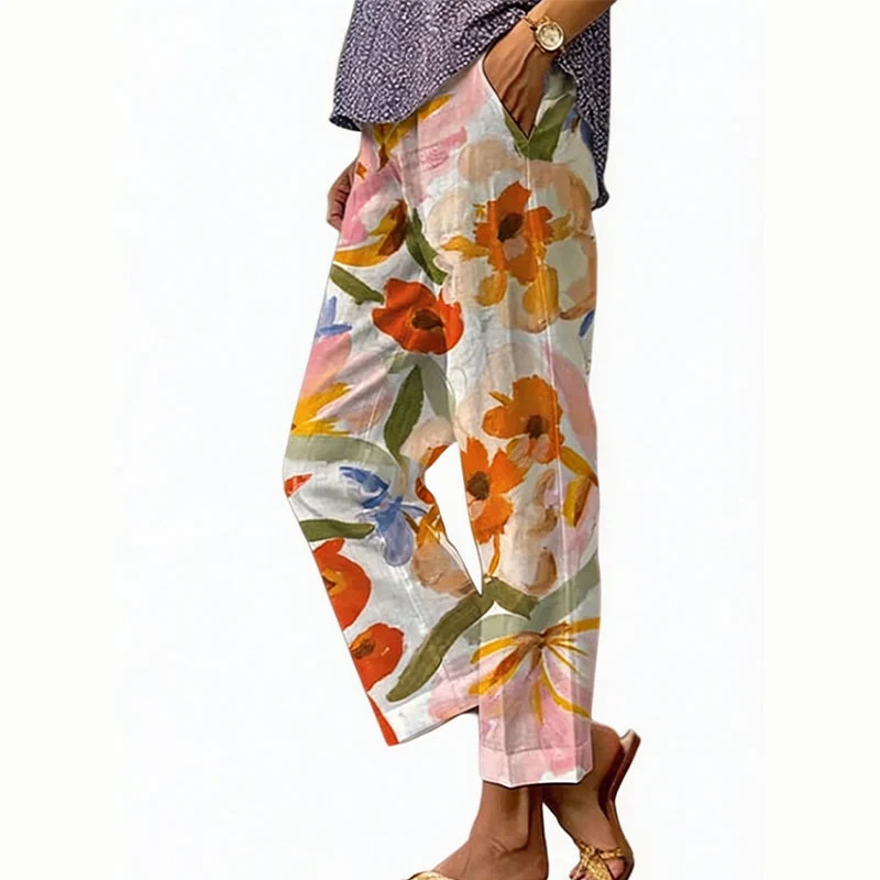 Vianee | Atmungsaktive Freizeit-Hose mit Blumenmotiv