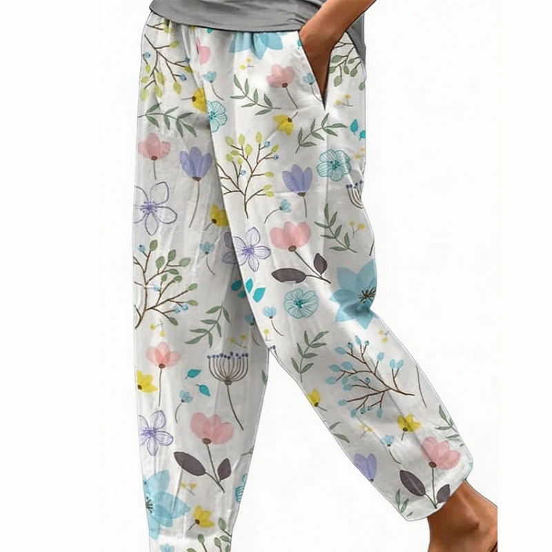 Vianee | Atmungsaktive Freizeit-Hose mit Blumenmotiv