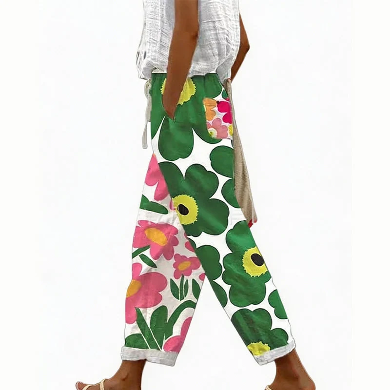 Vianee | Atmungsaktive Freizeit-Hose mit Blumenmotiv