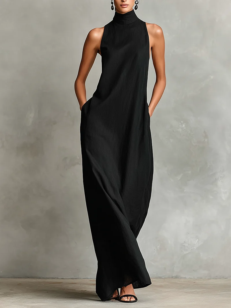 Orieze | Minimalistisches Damenkleid mit hohem Ausschnitt
