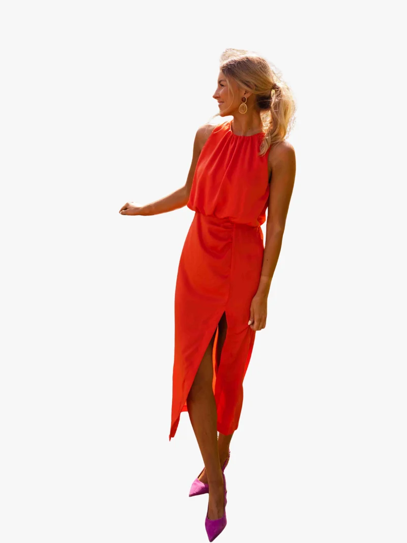 Zehelia | Ärmelloses Midikleid mit elegantem Seitenschlitz