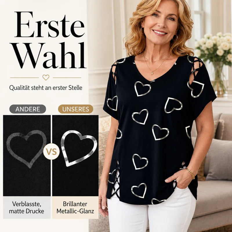 Sorella | Lockeres Herzprint-T-Shirt für den Alltag