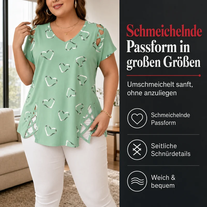 Sorella | Lockeres Herzprint-T-Shirt für den Alltag