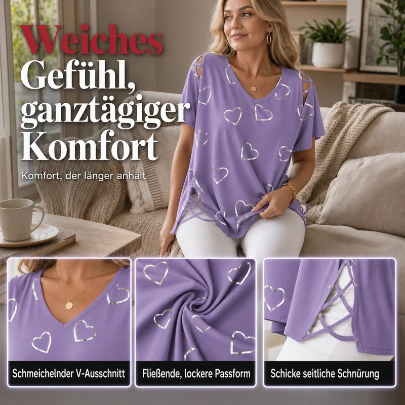 Sorella | Lockeres Herzprint-T-Shirt für den Alltag