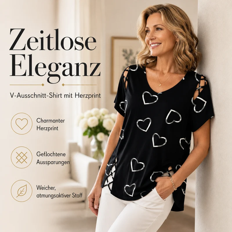 Sorella | Lockeres Herzprint-T-Shirt für den Alltag