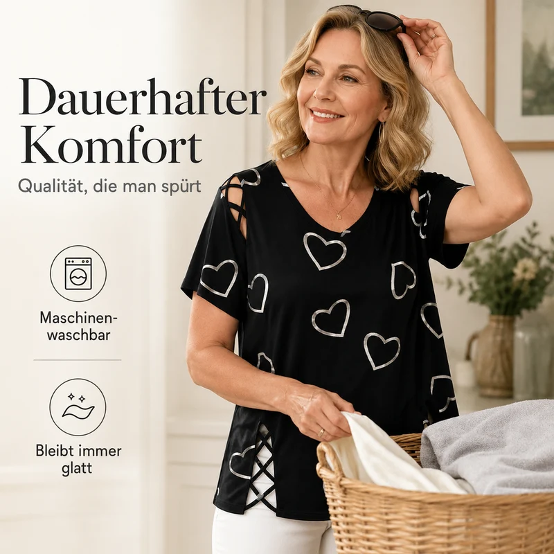 Sorella | Lockeres Herzprint-T-Shirt für den Alltag