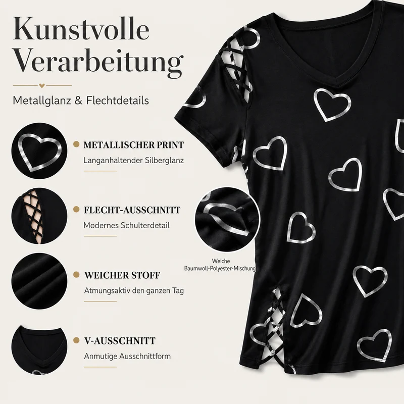Sorella | Lockeres Herzprint-T-Shirt für den Alltag