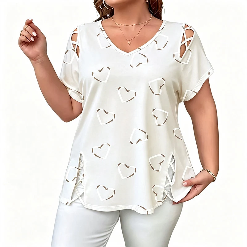 Sorella | Lockeres Herzprint-T-Shirt für den Alltag