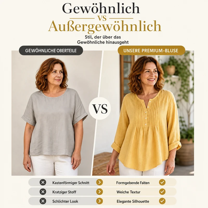 Lujena | Langarmbluse mit Falten und Henley-Ausschnitt