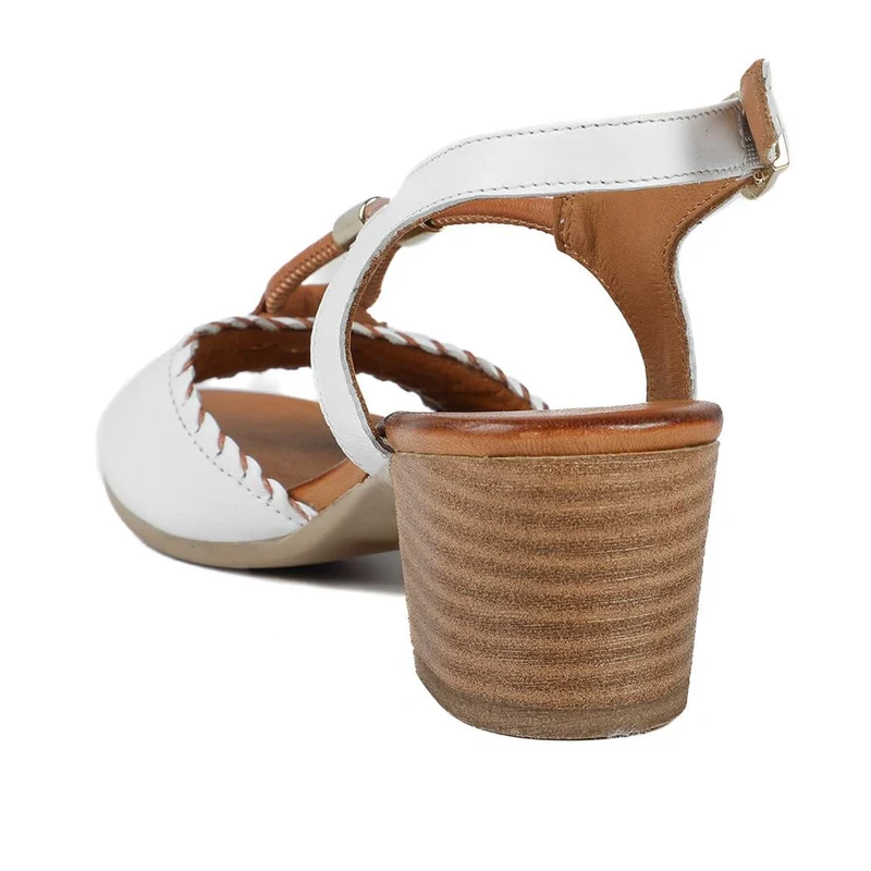 Bellissimo Leather Block Heel Sandals - BELMETIN43007 / 329 141 - White