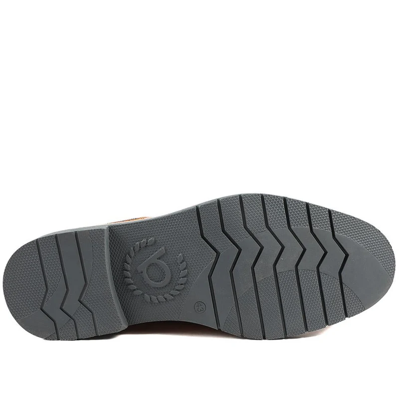 Leather Slip On Shoes with Elasticated Fastening - BUG43500 / 328 746 - Tan