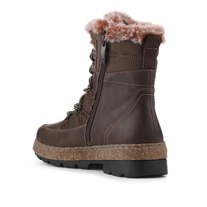 Fur Lined Water Resistant Weather Boots - WOIL42056 / 328 546 - Brown