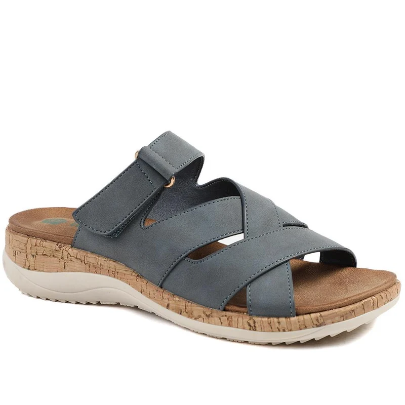 Wide Fit Adjustable Strappy Sandals - BAIZH43049 / 329 149 - Navy