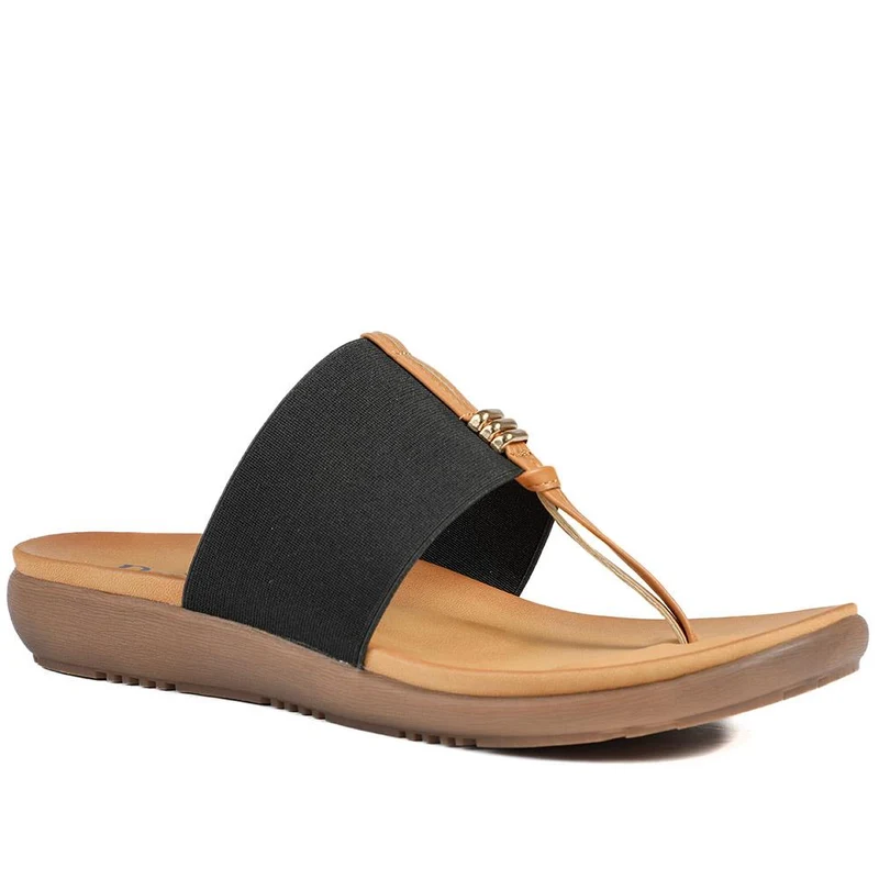 Flexible Wide Fit Toe Post Sandals - BAIZH41027W / 329 019