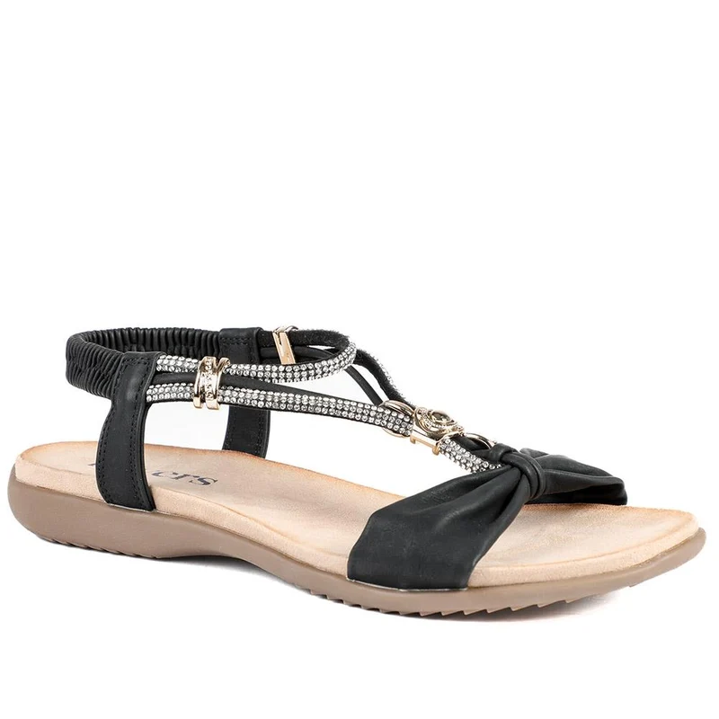 Embellished Knot Detail Elasticated Sandals - BAIZH43018 / 329 162