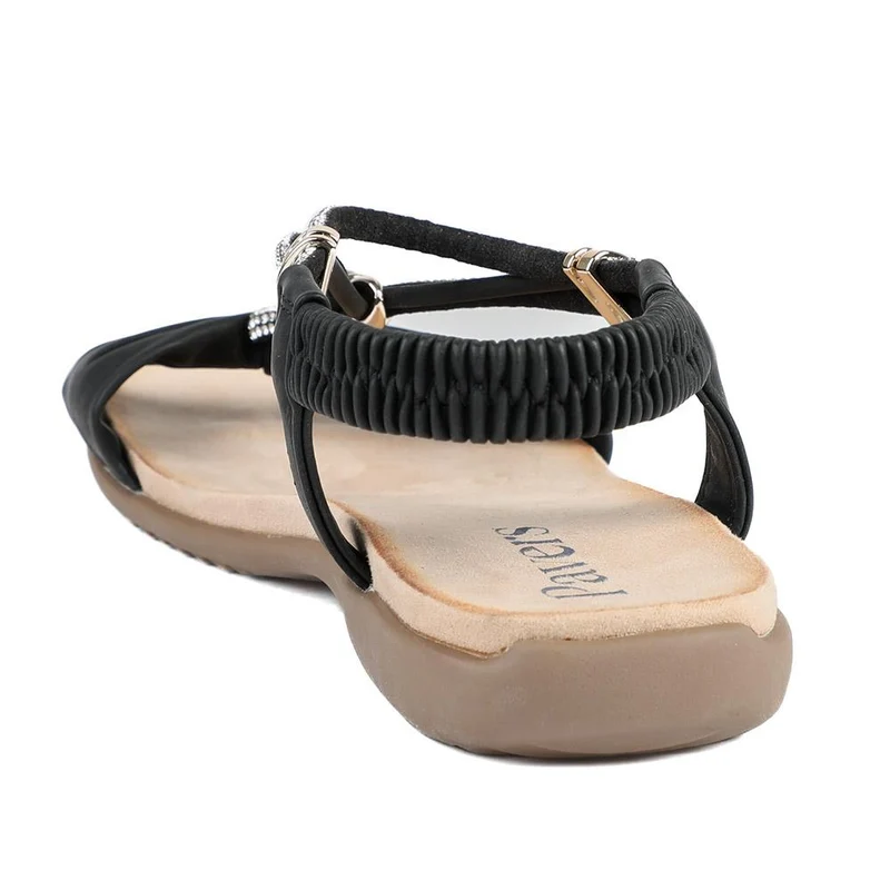 Embellished Knot Detail Elasticated Sandals - BAIZH43018 / 329 162 - Black