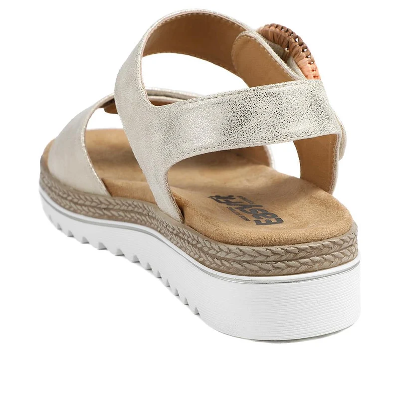 EasyFit Arabelle Extra Wide Buckle Fasten Sandals - ARABELLE / 329 164 - Soft Gold