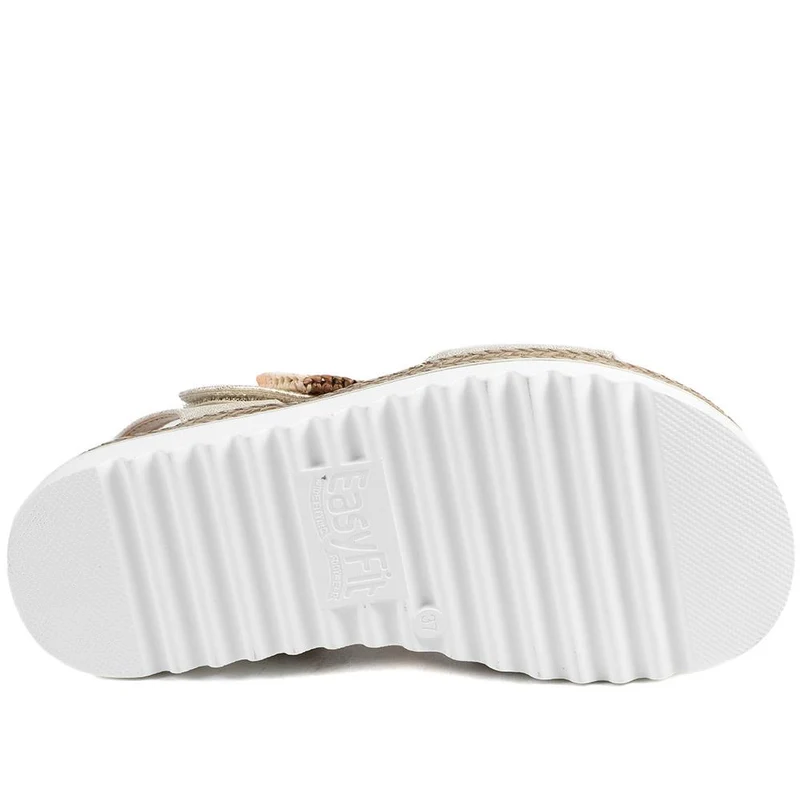 EasyFit Arabelle Extra Wide Buckle Fasten Sandals - ARABELLE / 329 164 - Soft Gold