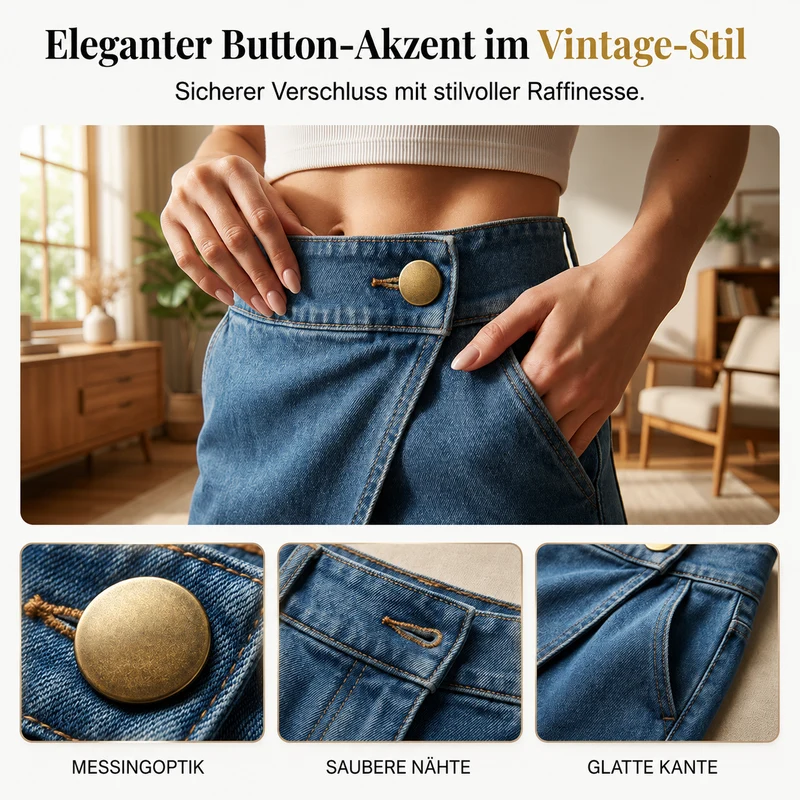 Elamie | Asymmetrische Shorts in Denim-Optik mit Wickeldesign