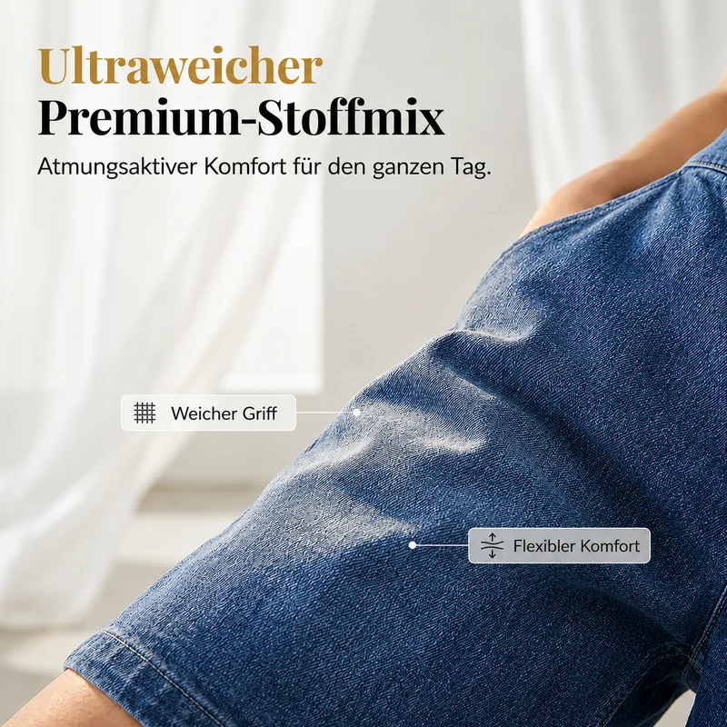 Elamie | Asymmetrische Shorts in Denim-Optik mit Wickeldesign