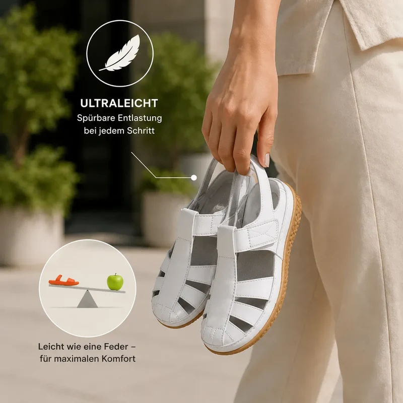 Bellessa | Komfort-Ledersandalen mit Klettverschluss