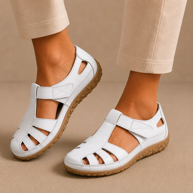 Bellessa | Komfort-Ledersandalen mit Klettverschluss