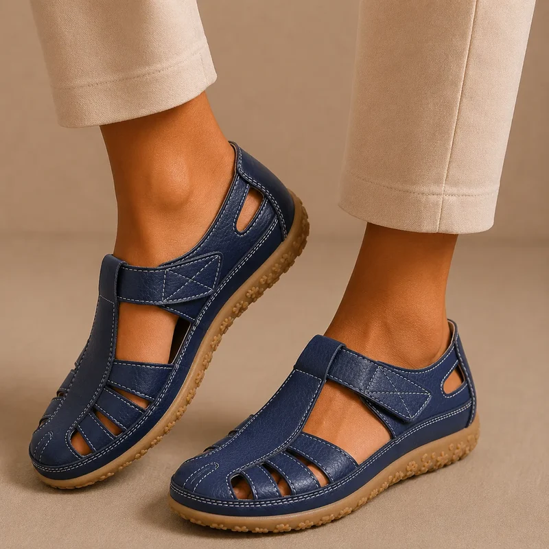 Bellessa | Komfort-Ledersandalen mit Klettverschluss