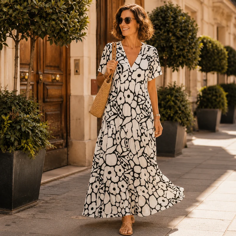 Yaomi | Elegantes Boho-Kleid mit V-Ausschnitt