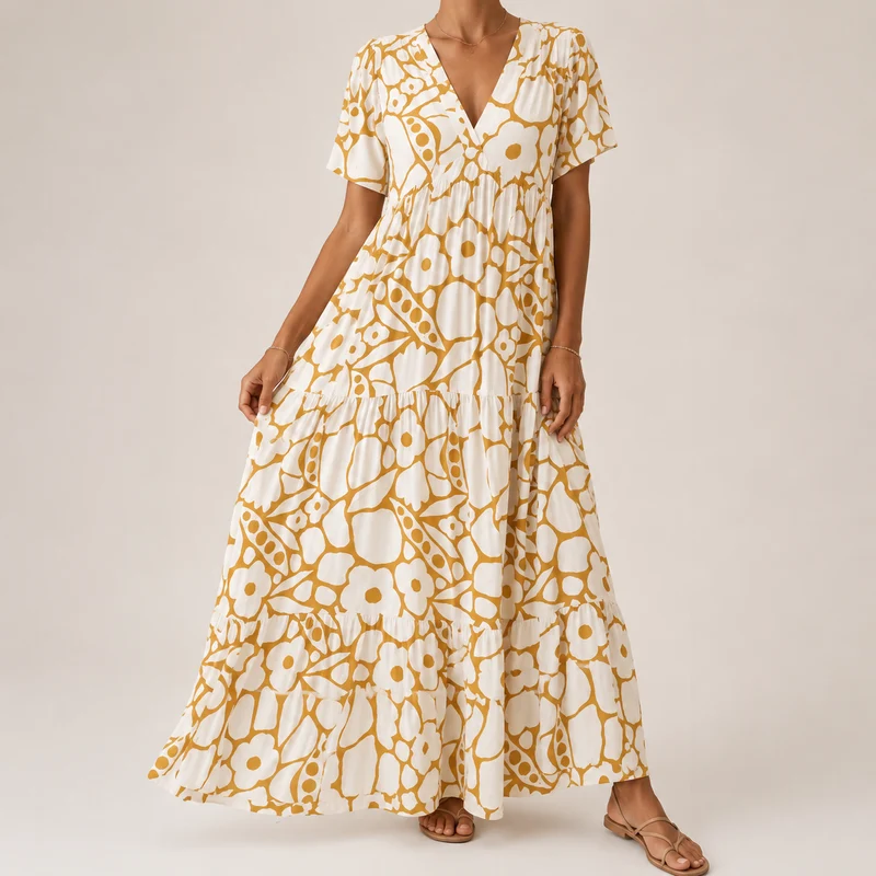 Yaomi | Elegantes Boho-Kleid mit V-Ausschnitt