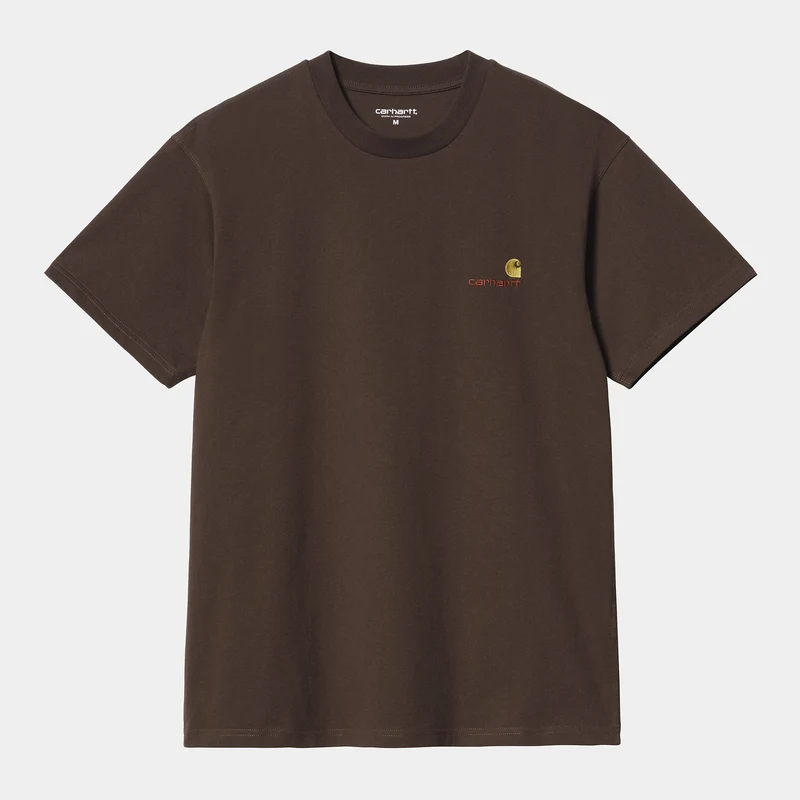 Carhartt WIP Herren Kurzarm American Script T-Shirt - Tabak