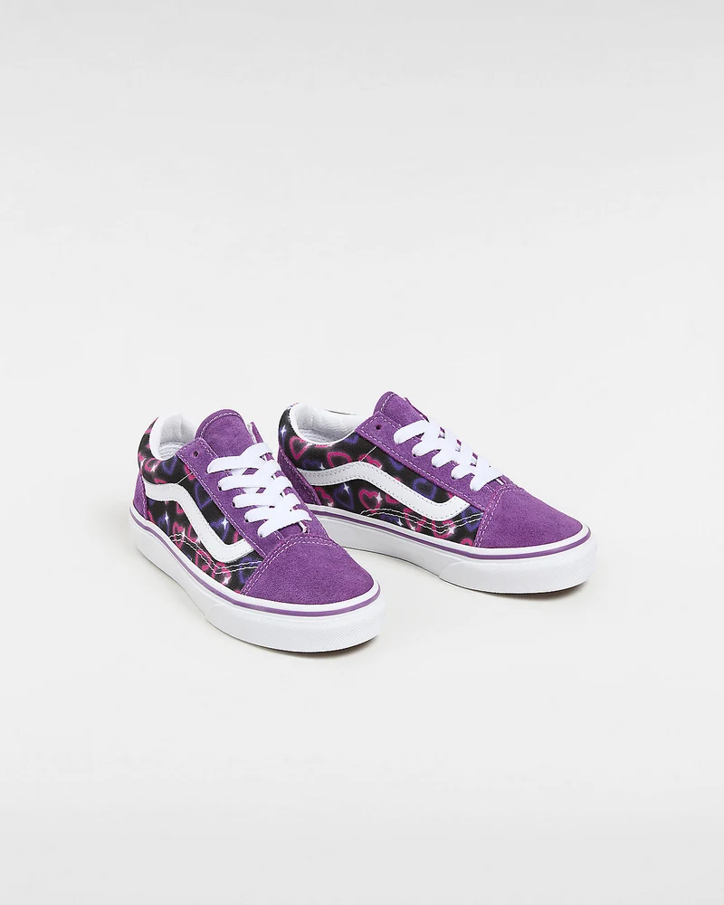 VANS Kinder Old Skool Neon Hearts Trainer – Lila