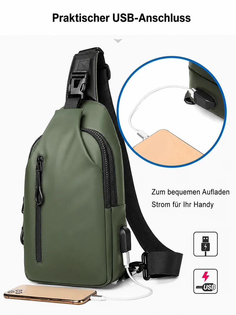 Jollox | Leichte Oxford-Brusttasche mit mehreren Fächern