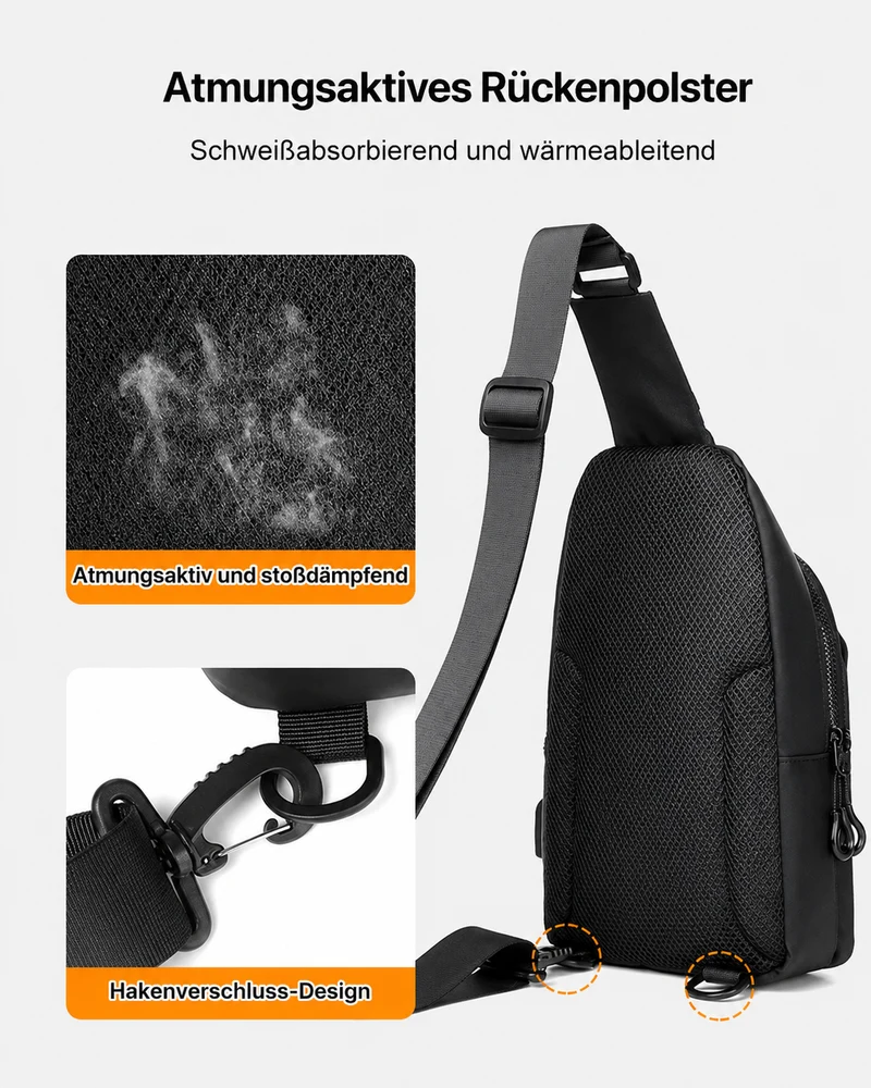 Jollox | Leichte Oxford-Brusttasche mit mehreren Fächern