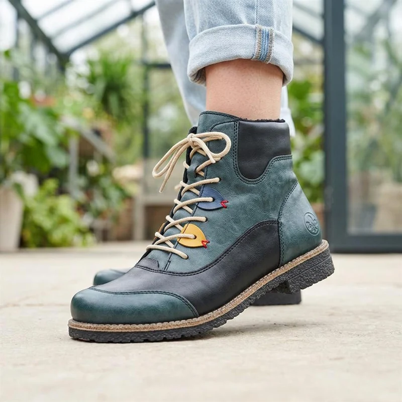 Rieker Cushioned Lace-Up Boots - RKR42530 / 327 694 - Blue Multi