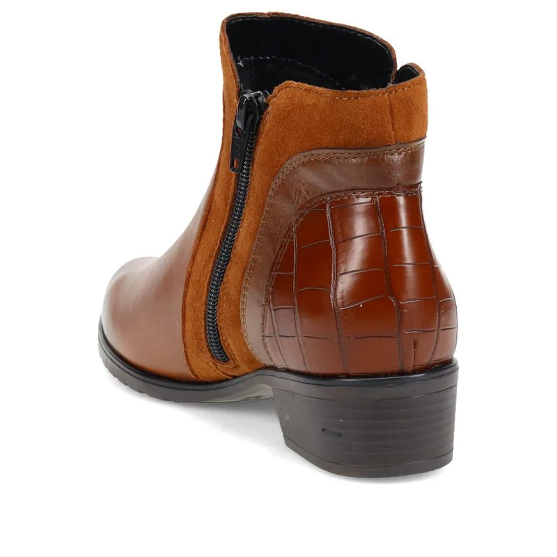 Leather Stitched Ankle Boots - DRS40512 / 326 359 - Tan