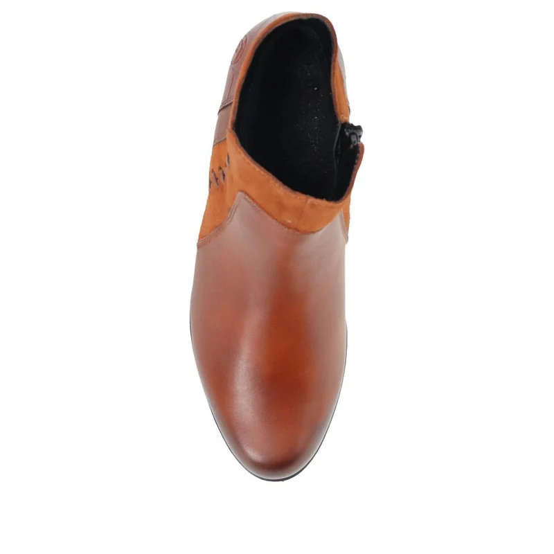 Leather Stitched Ankle Boots - DRS40512 / 326 359 - Tan
