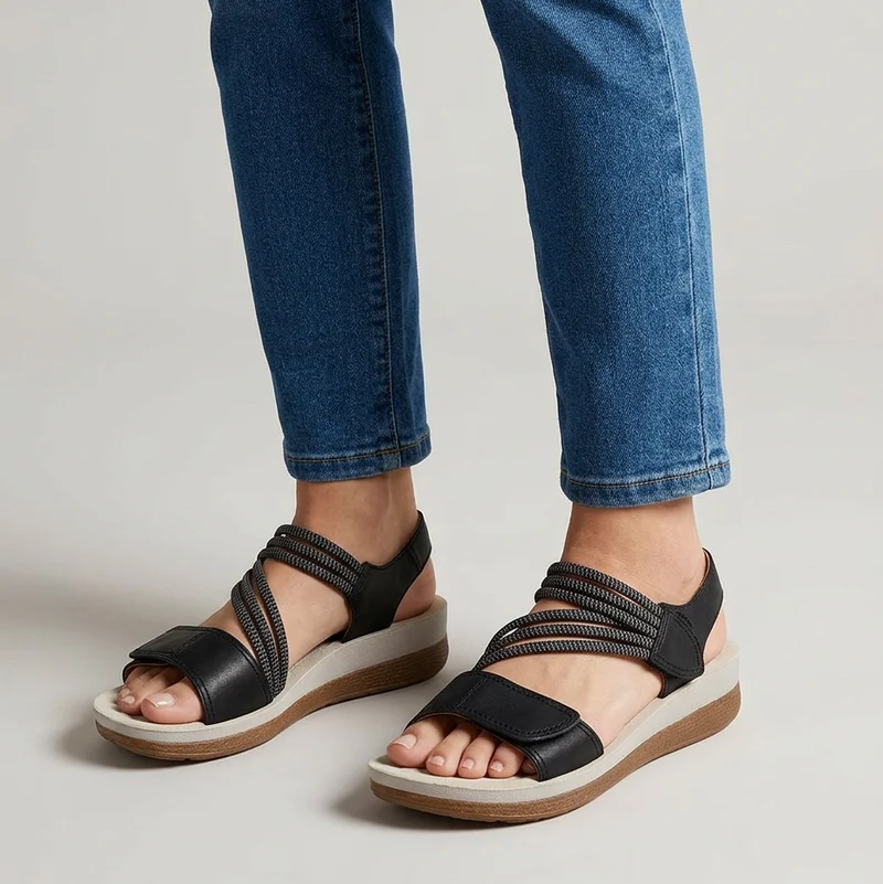 Kojula | Bequeme Keilsandalen mit elastischen Riemen