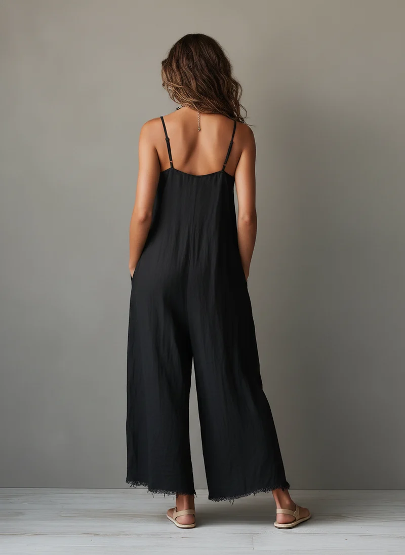 Avelora | Minimalistischer Leinen-Jumpsuit mit weitem Bein