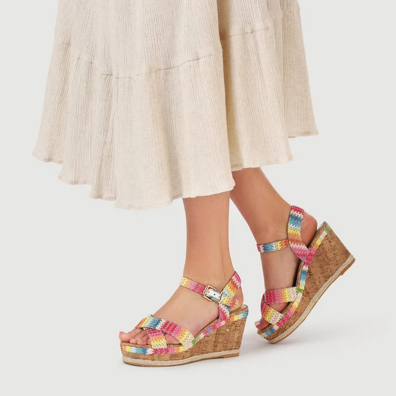 High Wedge Buckled Sandals - WBINS41050 / 327 271 - Multi