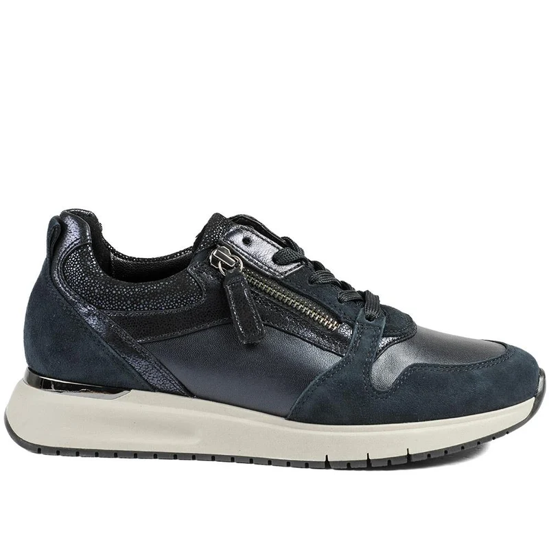 Gabor Leather Zip & Lace Trainers - GAB42031 / 329 511 - Navy