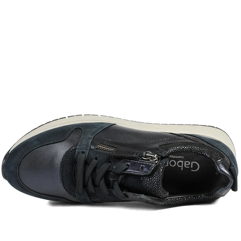 Gabor Leather Zip & Lace Trainers - GAB42031 / 329 511 - Navy